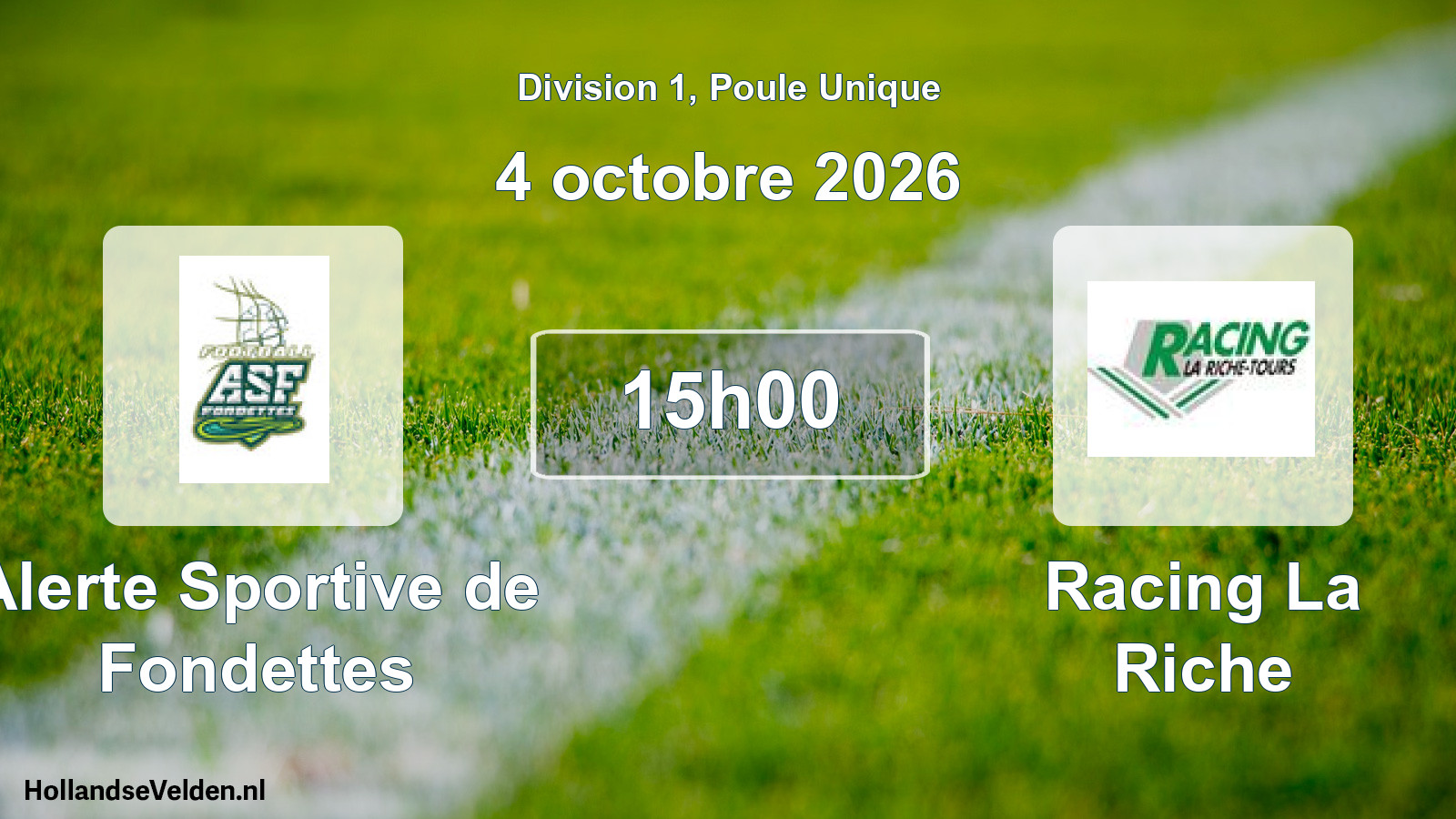 Match programmé: Alerte Sportive de Fondettes - Racing La Riche (4 octobre 2026)