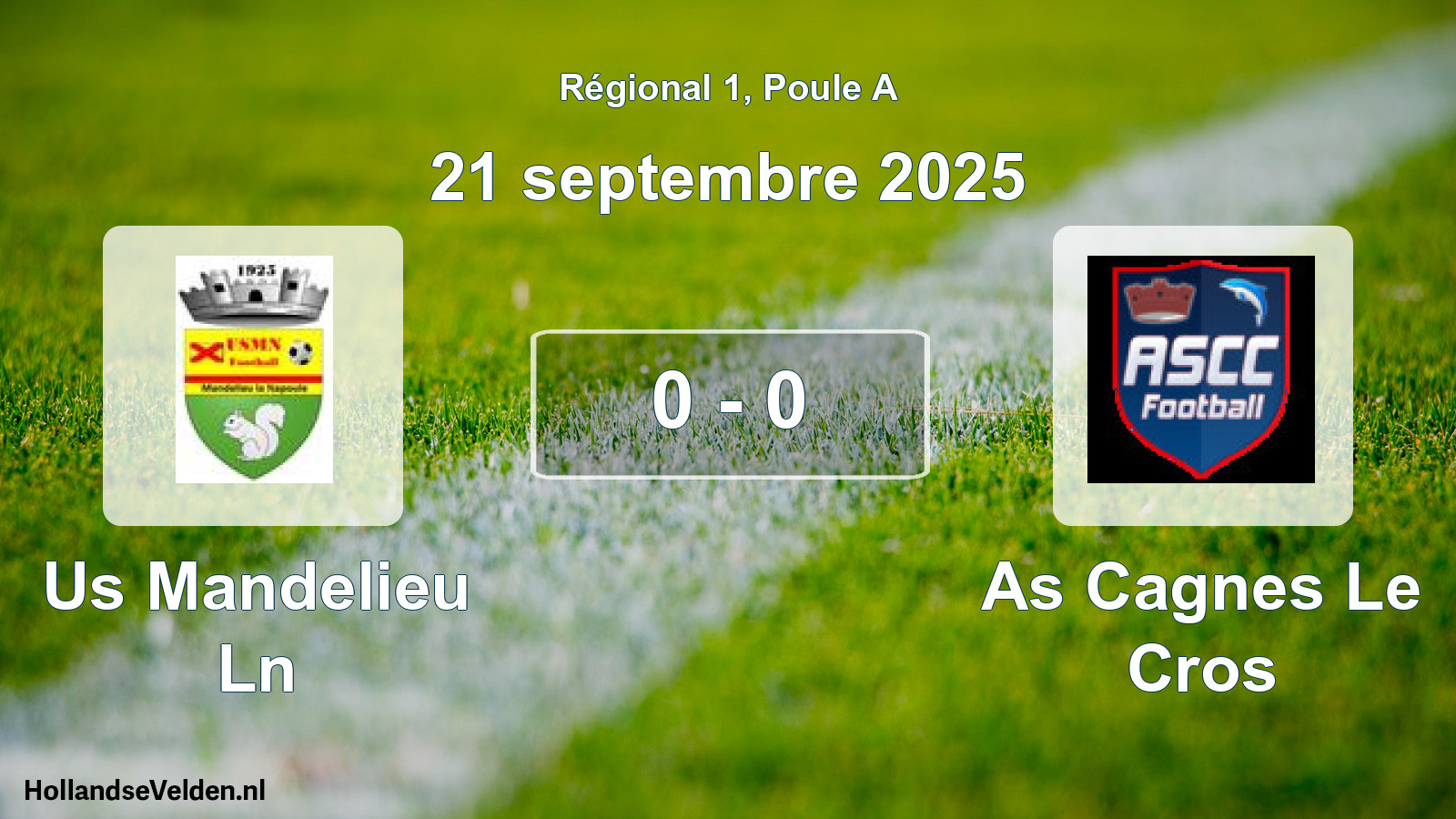 Total number of matches played: Us Mandelieu Ln - As Cagnes Le Cros 0 - 0 (21 September 2025)