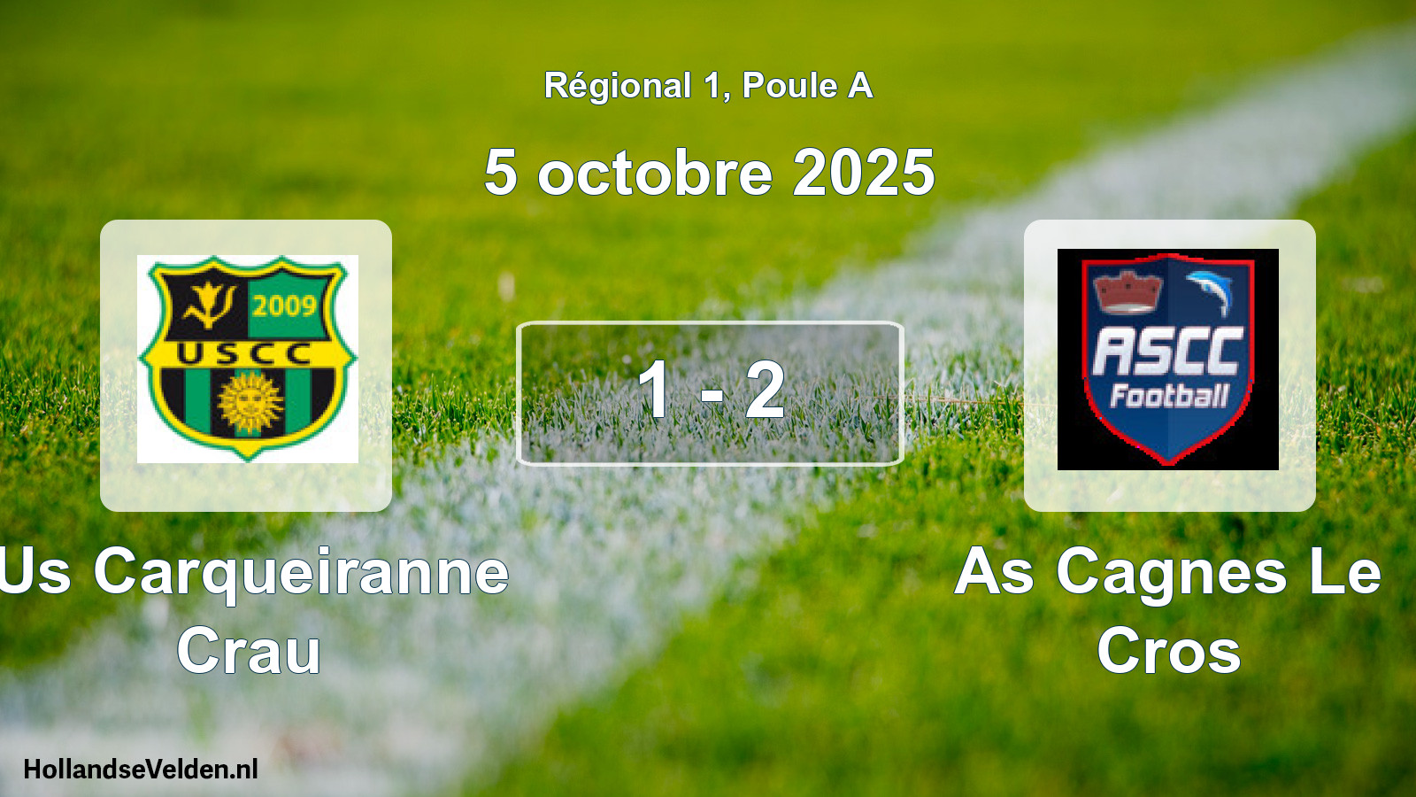 Total number of matches played: Us Carqueiranne Crau - As Cagnes Le Cros 1 - 2 (5 October 2025)