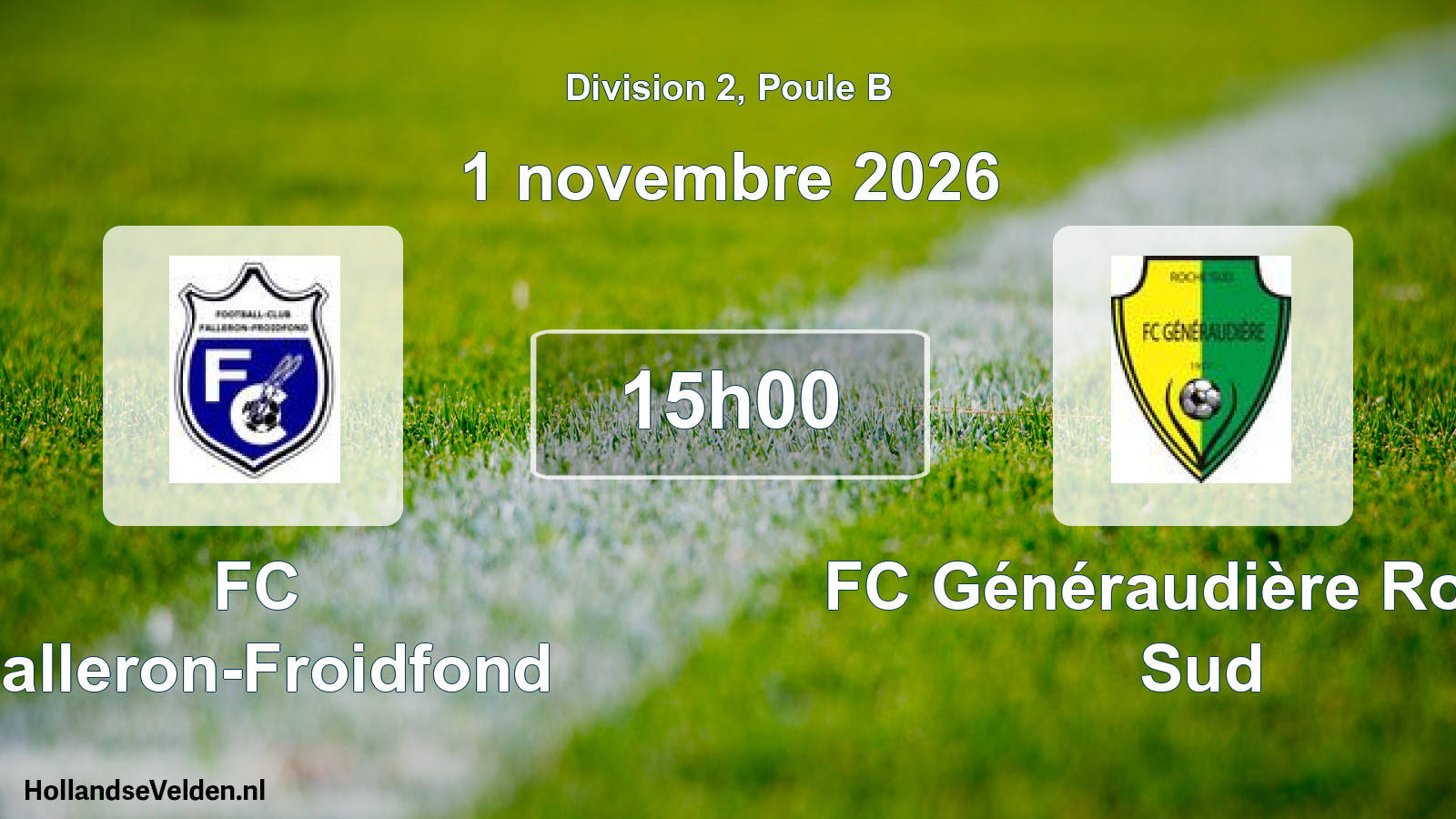 Match programmé: FC Falleron-Froidfond - FC Généraudière Roche Sud (1 novembre 2026)