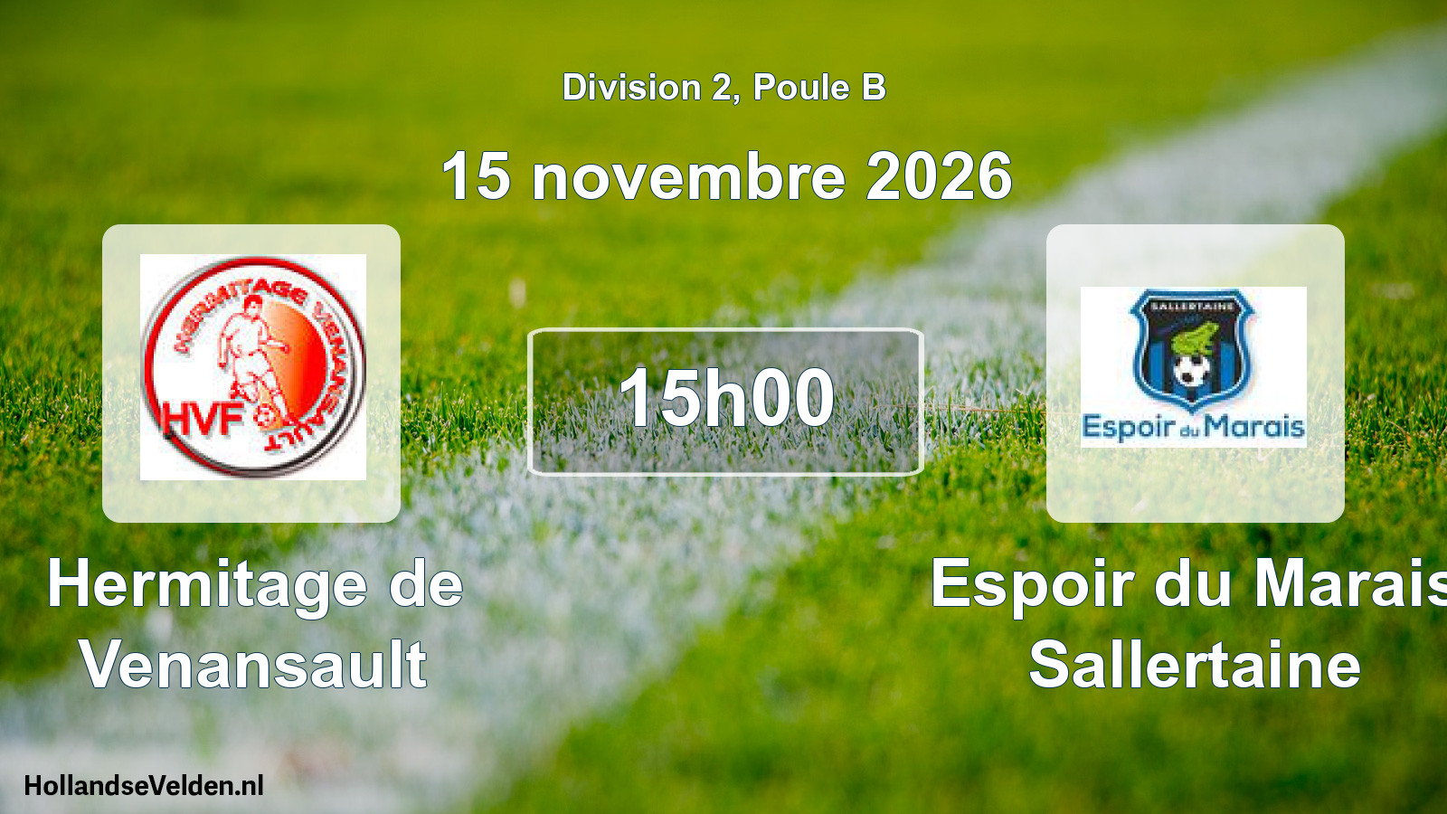 Match programmé: Hermitage de Venansault - Espoir du Marais Sallertaine (15 novembre 2026)