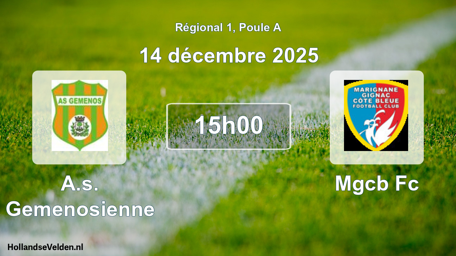 Geplande wedstrijd: A.s. Gemenosienne - Mgcb Fc (14 december 2025)