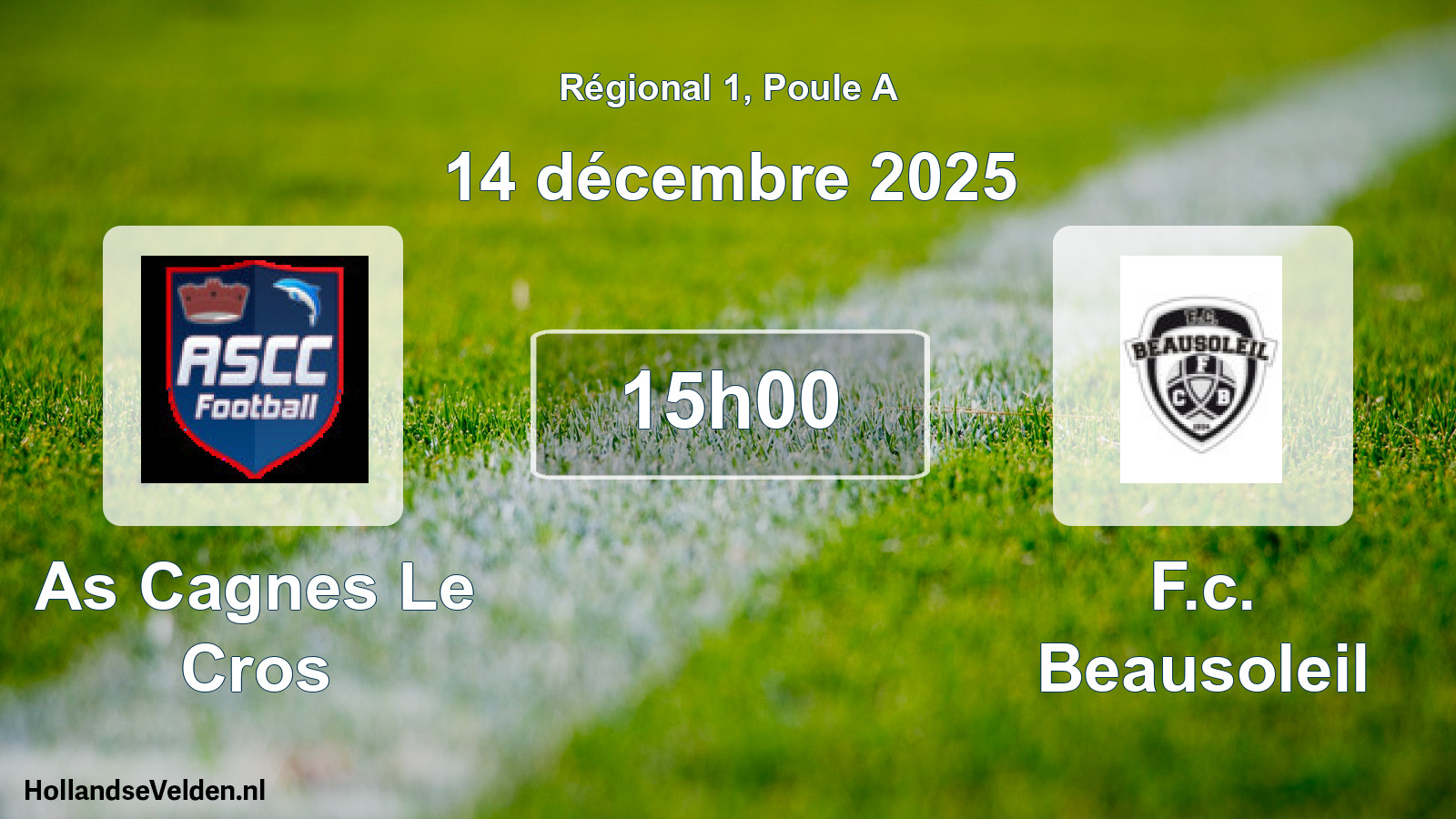 Geplande wedstrijd: As Cagnes Le Cros - F.c. Beausoleil (14 décembre 2025)