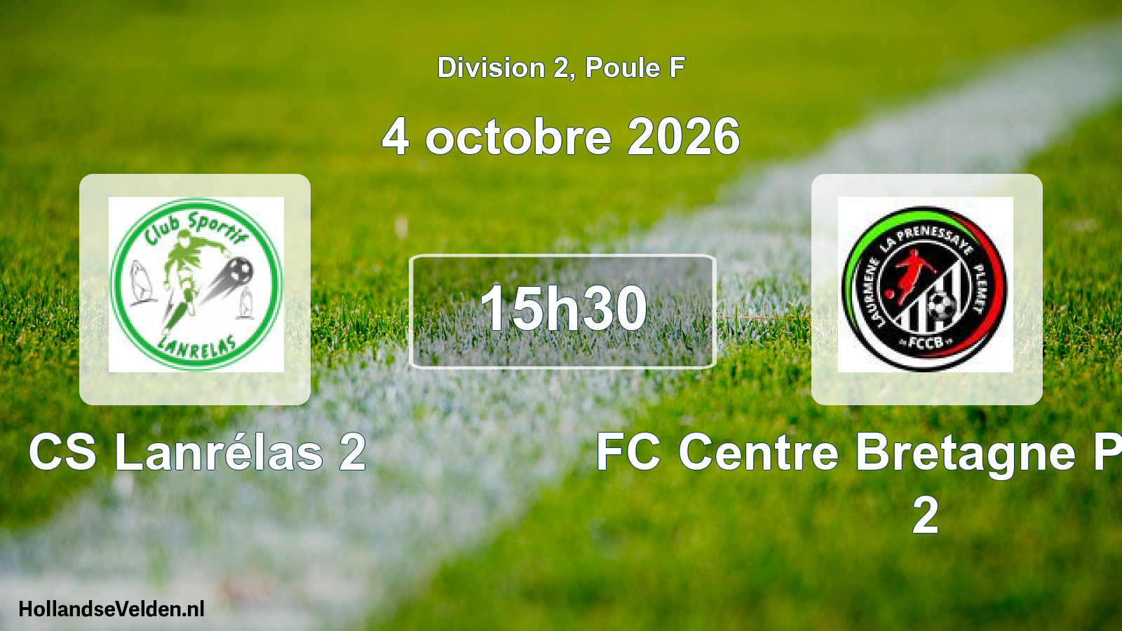 Match programmé: CS Lanrélas 2 - FC Centre Bretagne Plémét 2 (4 octobre 2026)