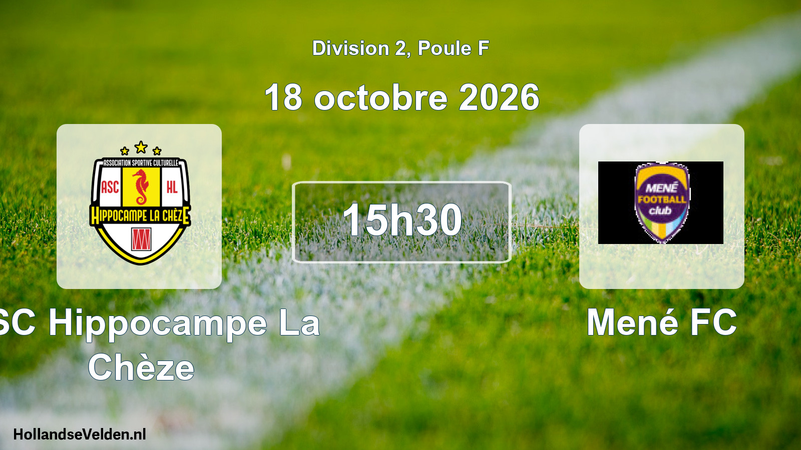 Match programmé: ASC Hippocampe La Chèze - Mené FC (18 octobre 2026)