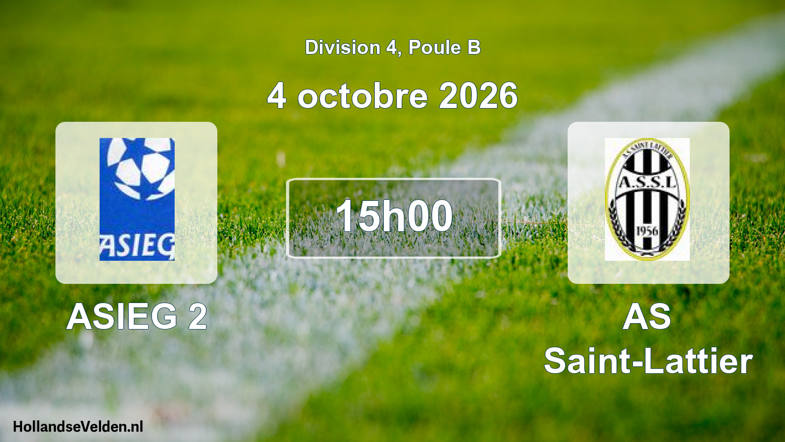 Match programmé: ASIEG 2 - AS Saint-Lattier (4 octobre 2026)