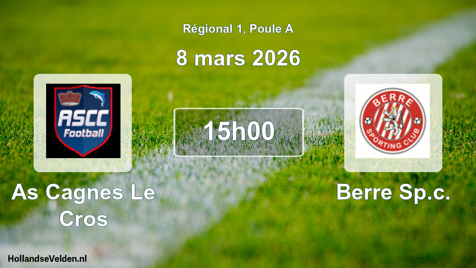 Geplande wedstrijd: As Cagnes Le Cros - Berre Sp.c. (8 mars 2026)
