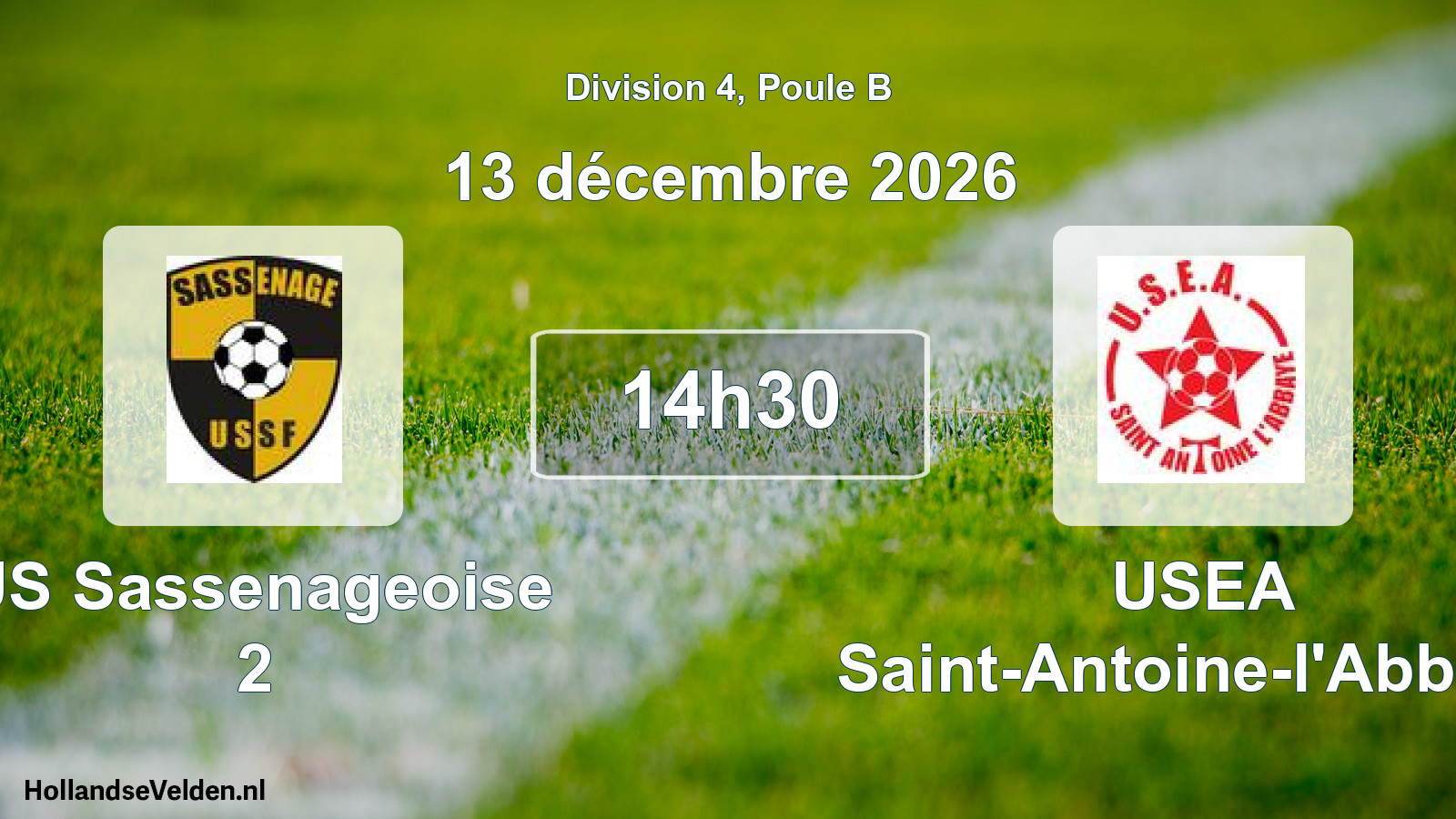 Scheduled Match: US Sassenageoise 2 - USEA Saint-Antoine-l'Abbaye (13 December 2026)