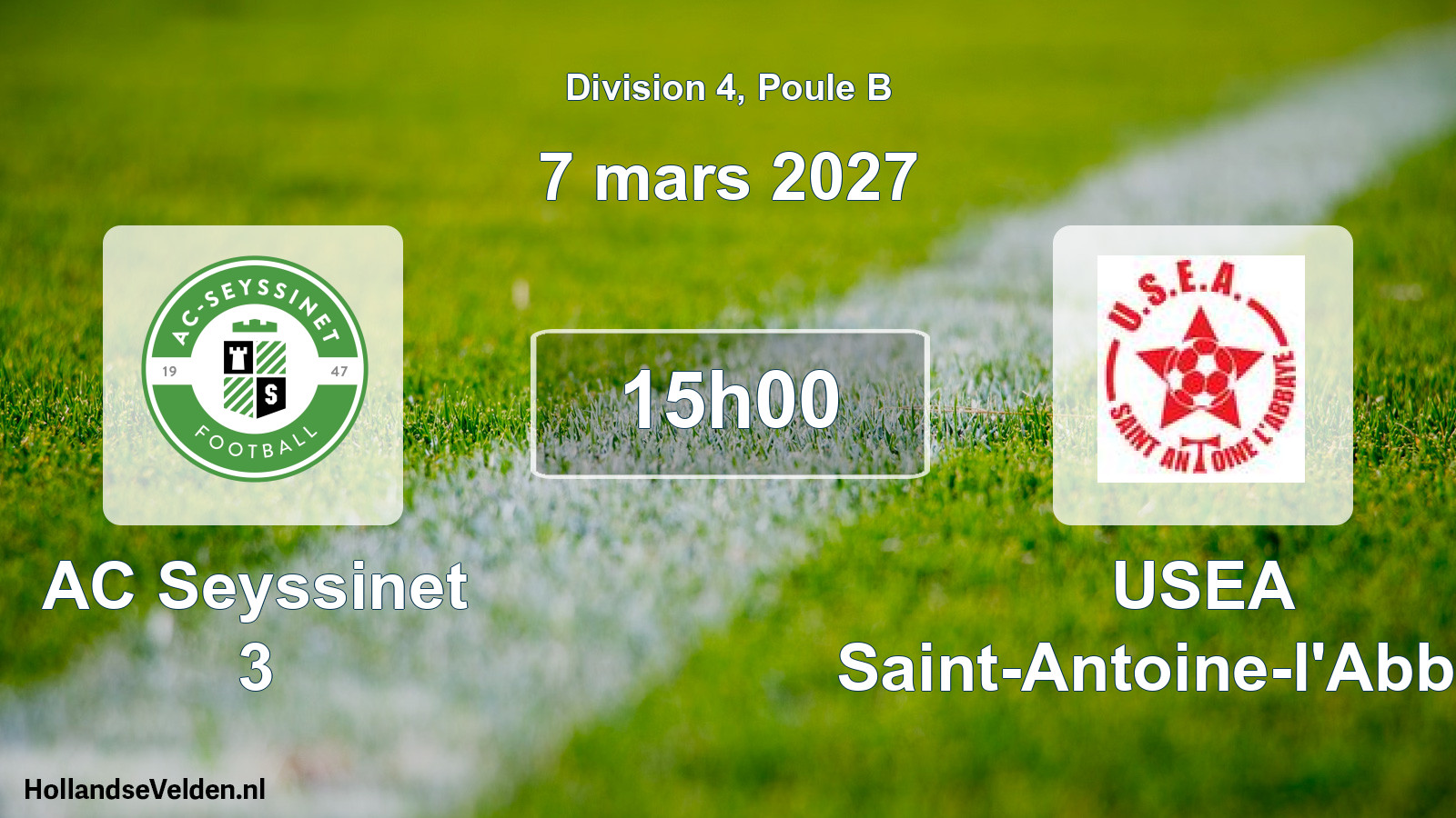 Match programmé: AC Seyssinet 3 - USEA Saint-Antoine-l'Abbaye (7 mars 2027)