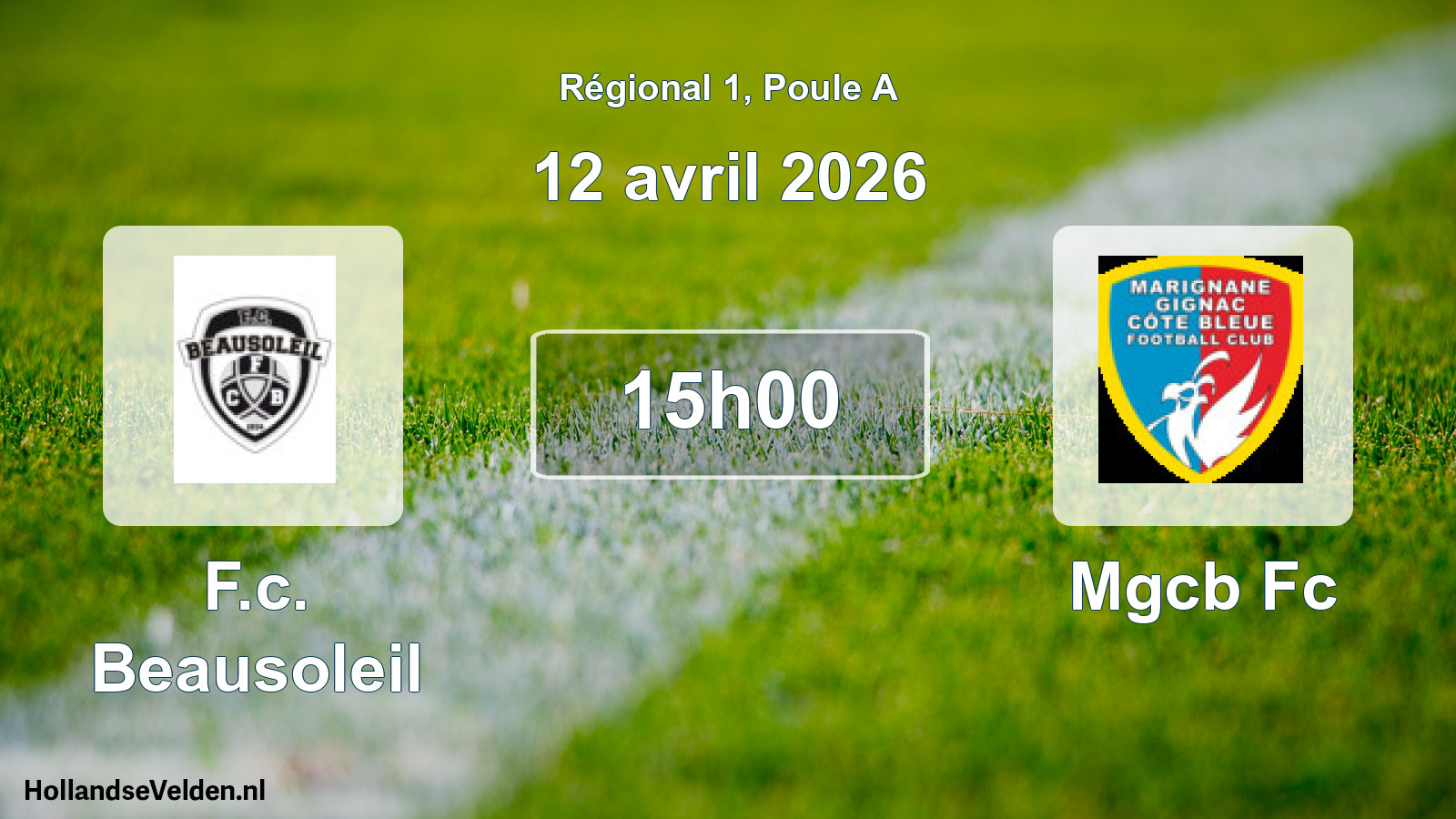 Geplande wedstrijd: F.c. Beausoleil - Mgcb Fc (12 avril 2026)