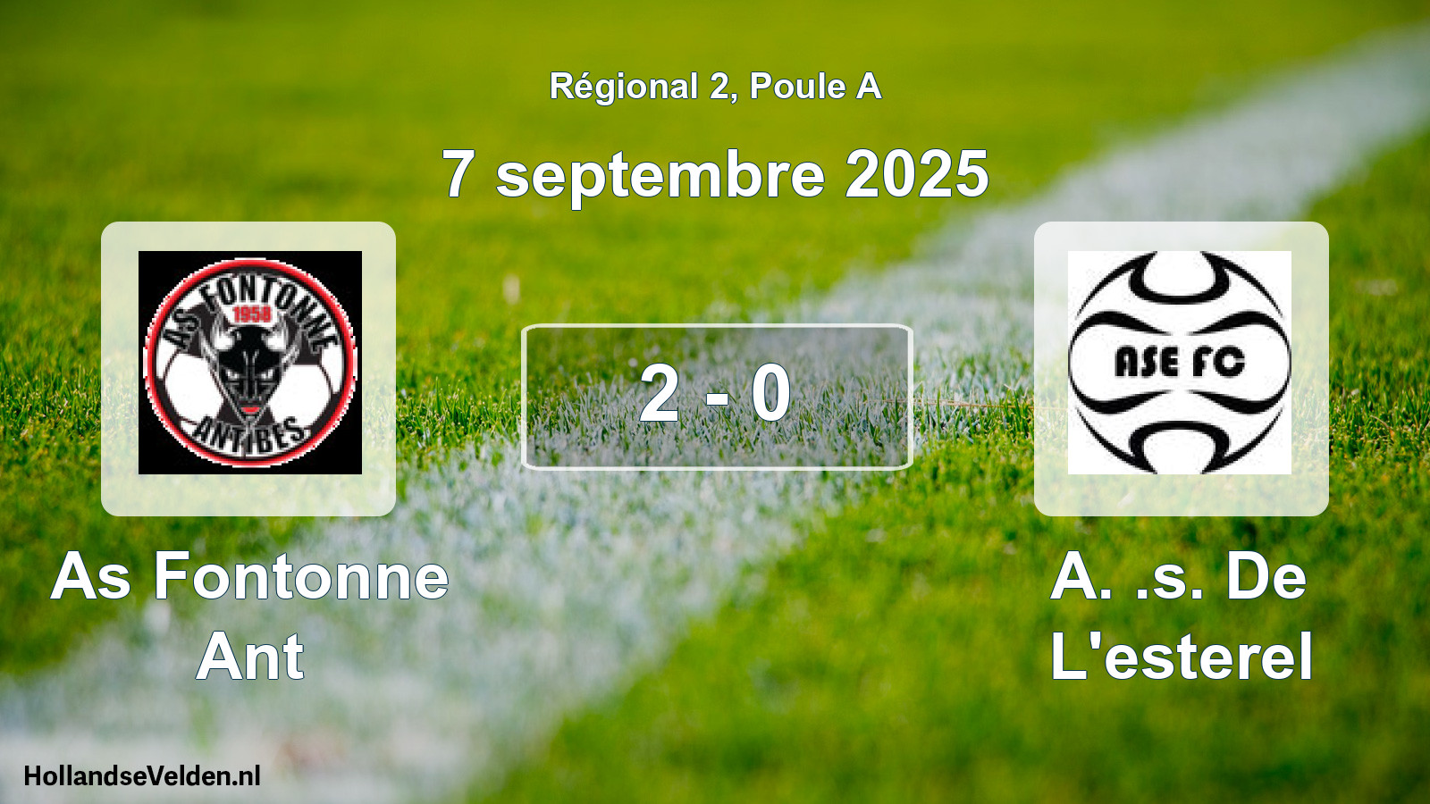 Gespeelde wedstrijd: As Fontonne Ant - A. .s. De L'esterel 2 - 0 (7 septembre 2025)