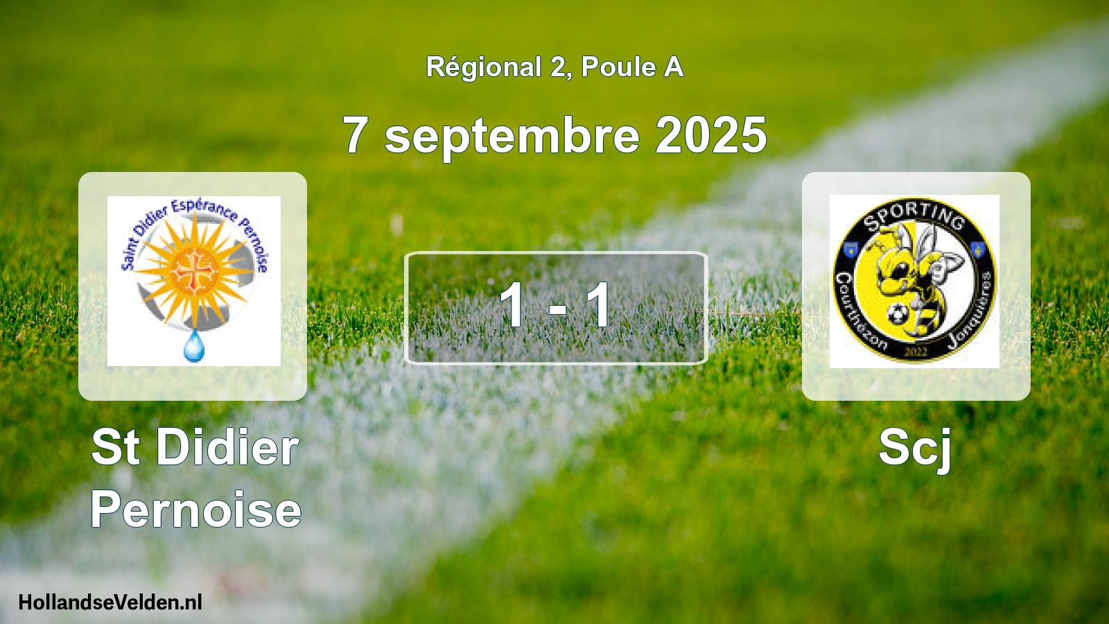 Total number of matches played: St Didier Pernoise - Scj 1 - 1 (7 September 2025)