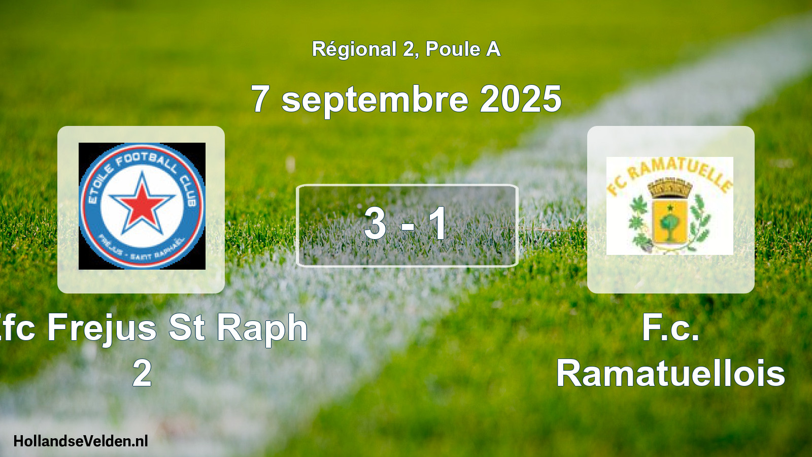 Total number of matches played: Efc Frejus St Raph 2 - F.c. Ramatuellois 3 - 1 (7 September 2025)