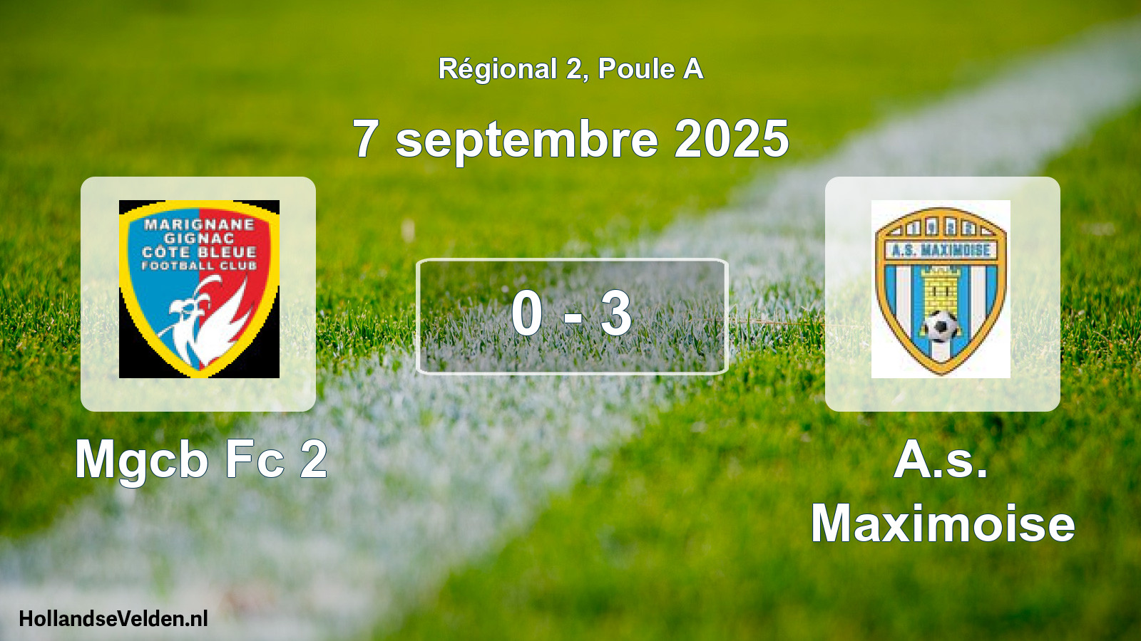 Gespeelde wedstrijd: Mgcb Fc 2 - A.s. Maximoise 0 - 3 (7 septembre 2025)