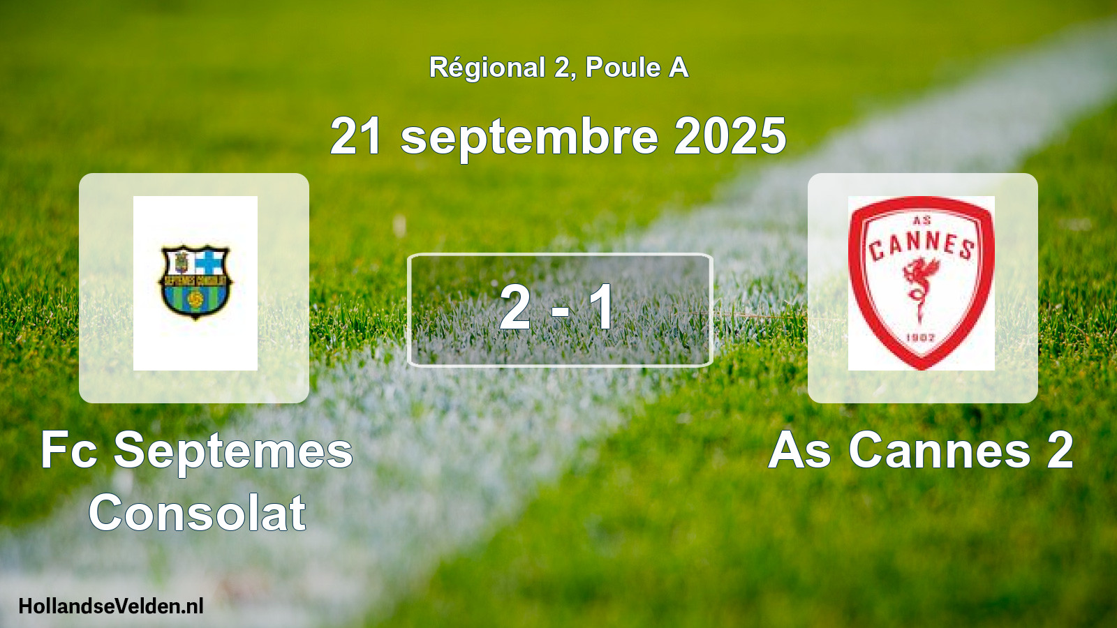 Gespeelde wedstrijd: Fc Septemes Consolat - As Cannes 2 2 - 1 (21 september 2025)
