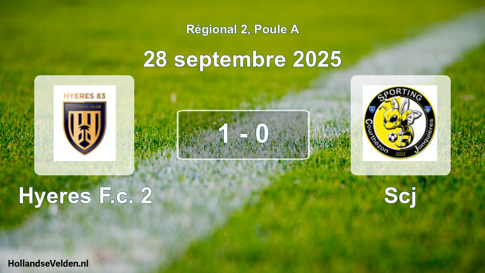 Gespeelde wedstrijd: Hyeres F.c. 2 - Scj 1 - 0 (28 septembre 2025)
