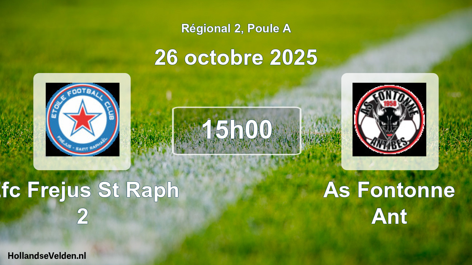 Geplande wedstrijd: Efc Frejus St Raph 2 - As Fontonne Ant (26 oktober 2025)
