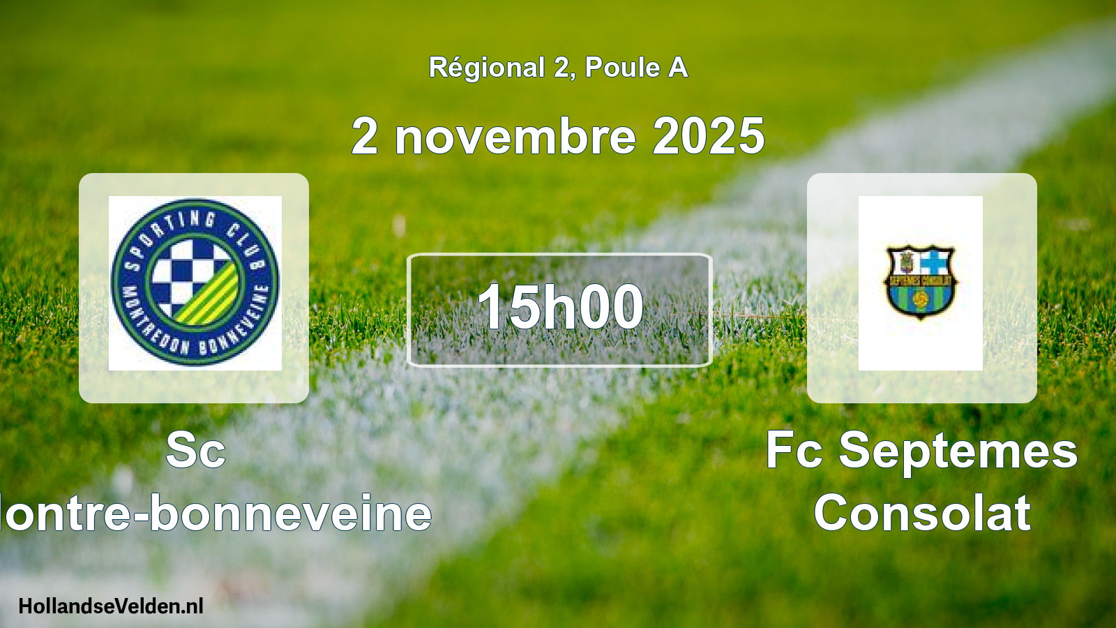 Scheduled Match: Sc Montre-bonneveine - Fc Septemes Consolat (2 November 2025)