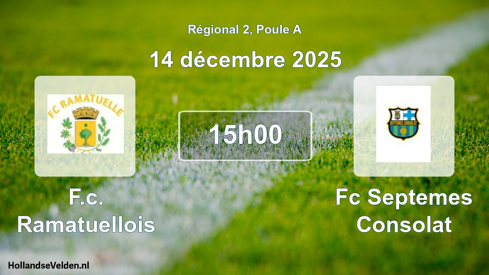 Geplande wedstrijd: F.c. Ramatuellois - Fc Septemes Consolat (14 décembre 2025)
