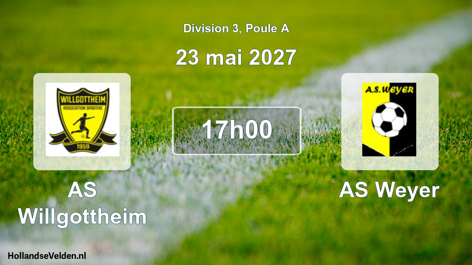 Match programmé: AS Willgottheim - AS Weyer (23 mai 2027)