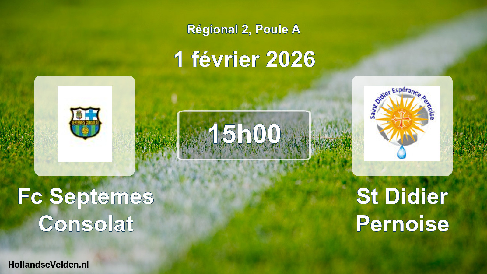 Geplande wedstrijd: Fc Septemes Consolat - St Didier Pernoise (1 février 2026)
