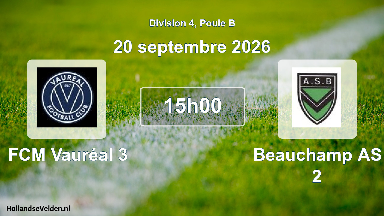 Geplande wedstrijd: FCM Vauréal 3 - Beauchamp AS 2 (20 september 2026)