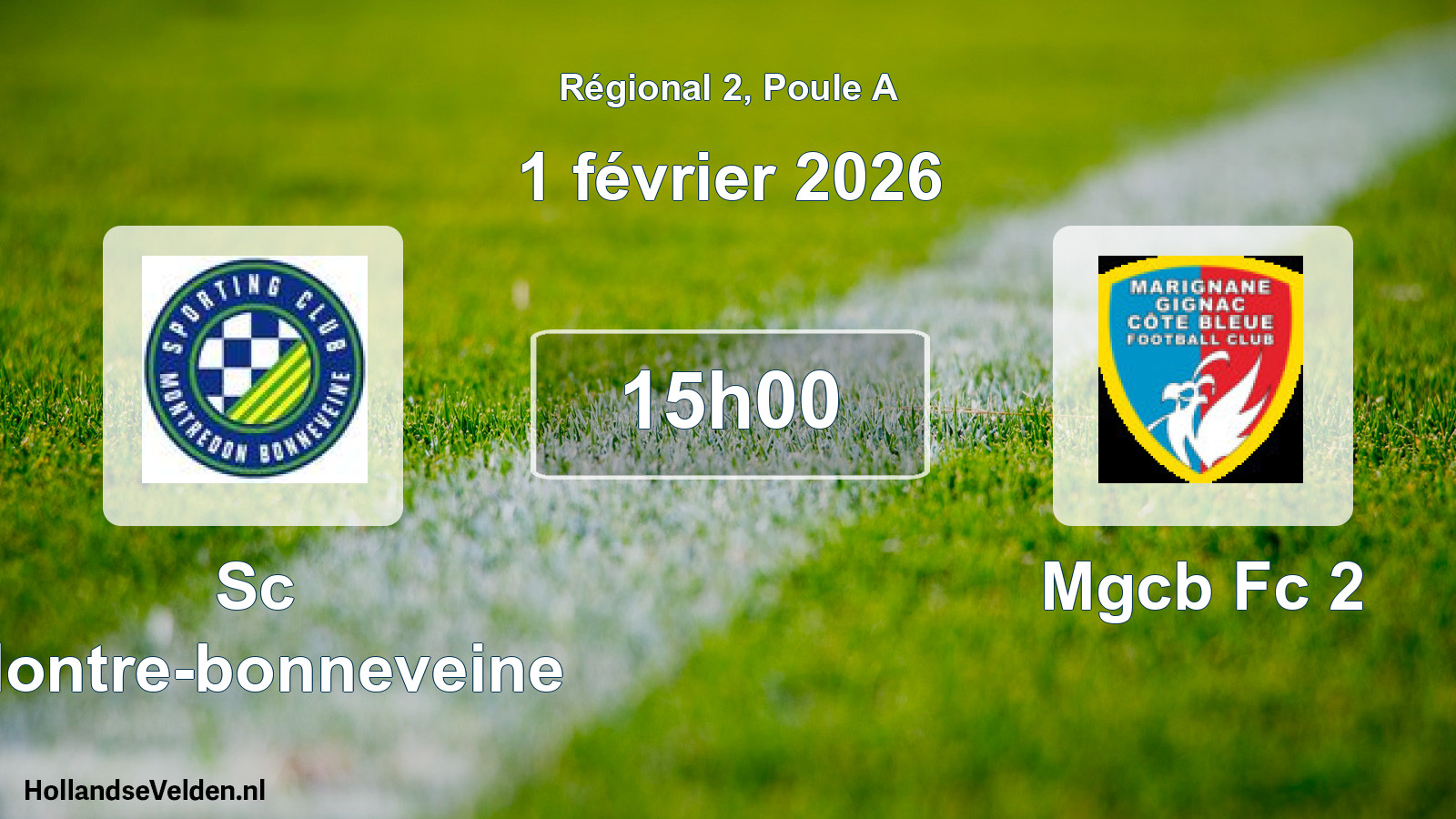 Scheduled Match: Sc Montre-bonneveine - Mgcb Fc 2 (1 February 2026)