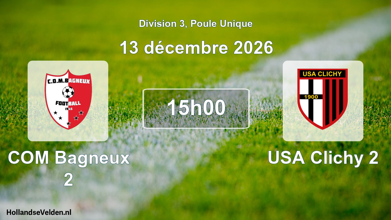 Geplande wedstrijd: COM Bagneux 2 - USA Clichy 2 (13 december 2026)
