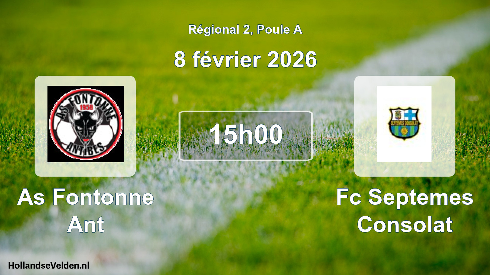 Scheduled Match: As Fontonne Ant - Fc Septemes Consolat (8 February 2026)