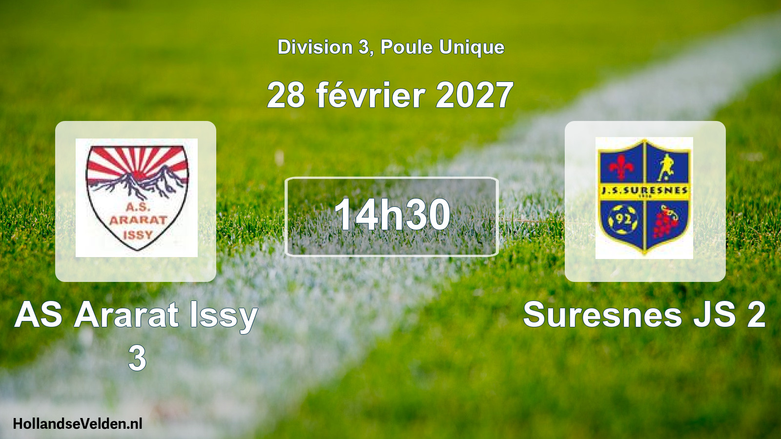 Geplande wedstrijd: AS Ararat Issy 3 - Suresnes JS 2 (28 februari 2027)