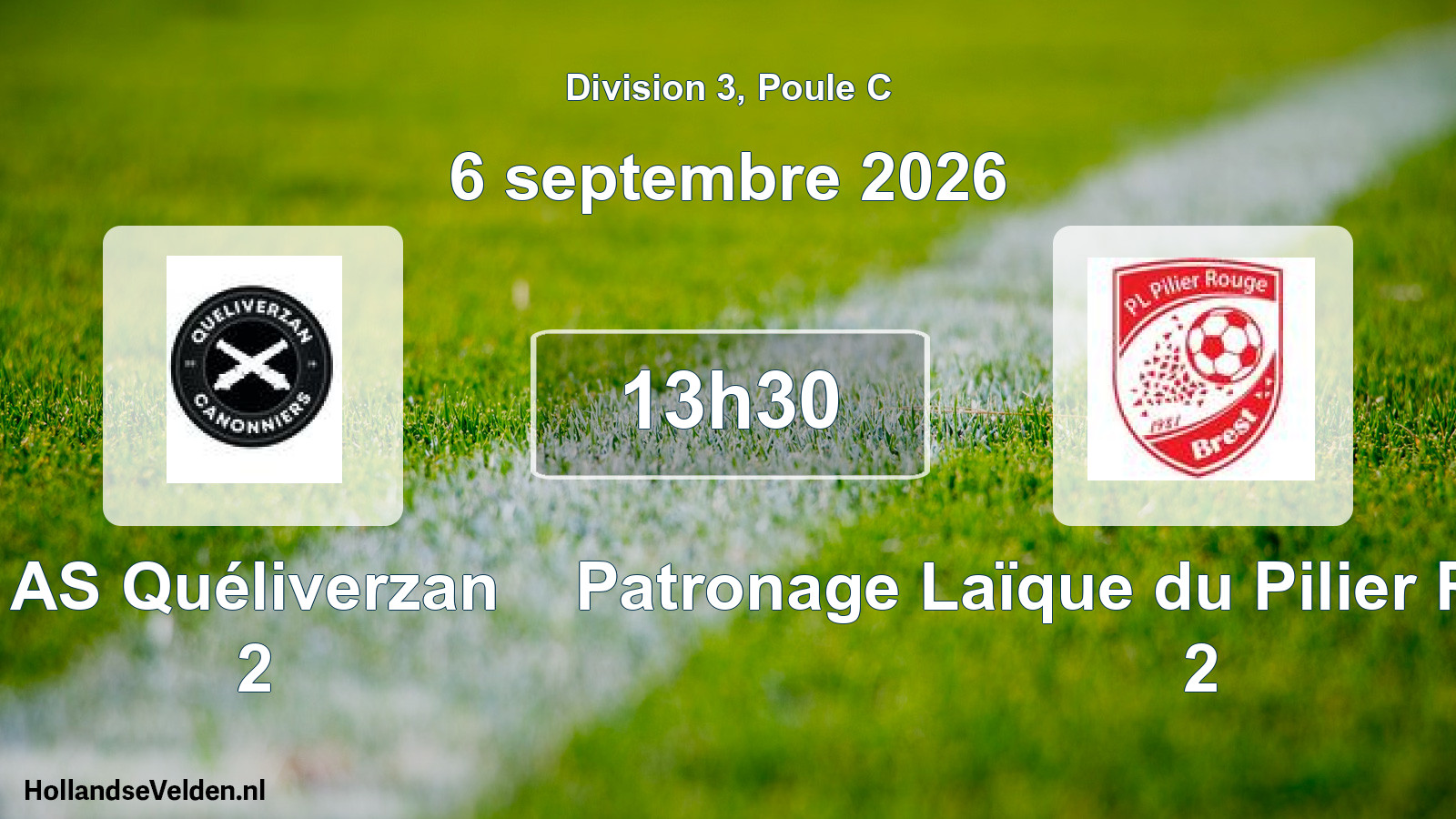 Match programmé: AS Quéliverzan 2 - Patronage Laïque du Pilier Rouge Brest 2 (6 septembre 2026)