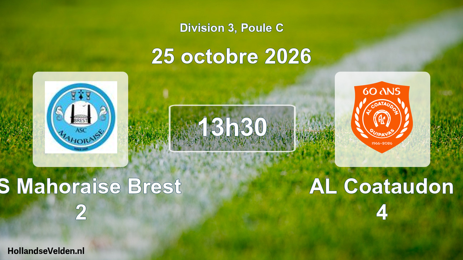 Match programmé: AS Mahoraise Brest 2 - AL Coataudon 4 (25 octobre 2026)