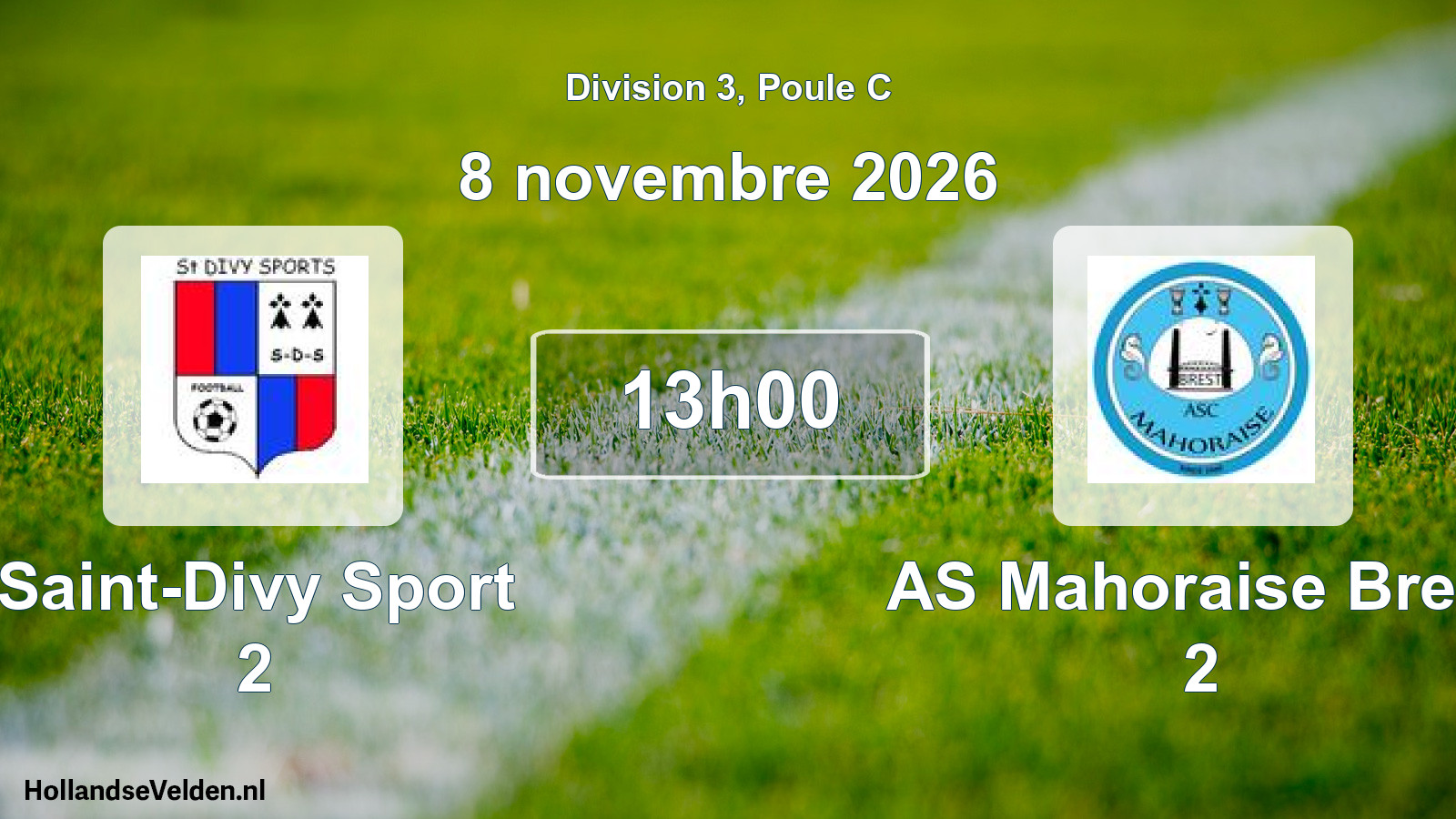 Match programmé: Saint-Divy Sport 2 - AS Mahoraise Brest 2 (8 novembre 2026)