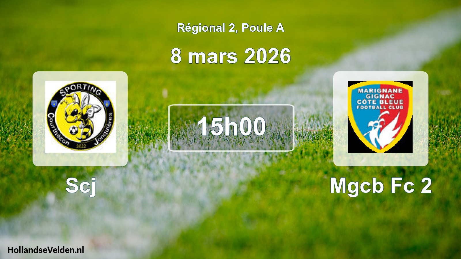 Geplande wedstrijd: Scj - Mgcb Fc 2 (8 mars 2026)