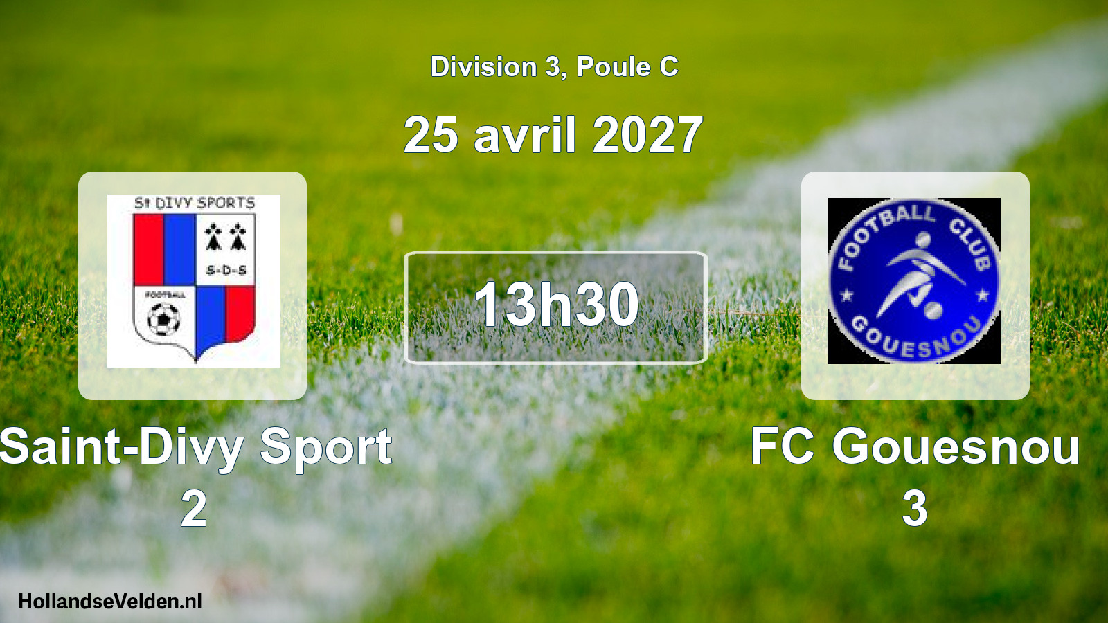 Match programmé: Saint-Divy Sport 2 - FC Gouesnou 3 (25 avril 2027)