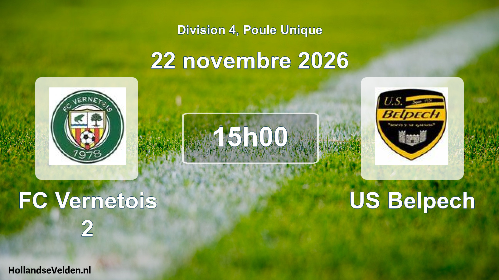 Match programmé: FC Vernetois 2 - US Belpech (22 novembre 2026)