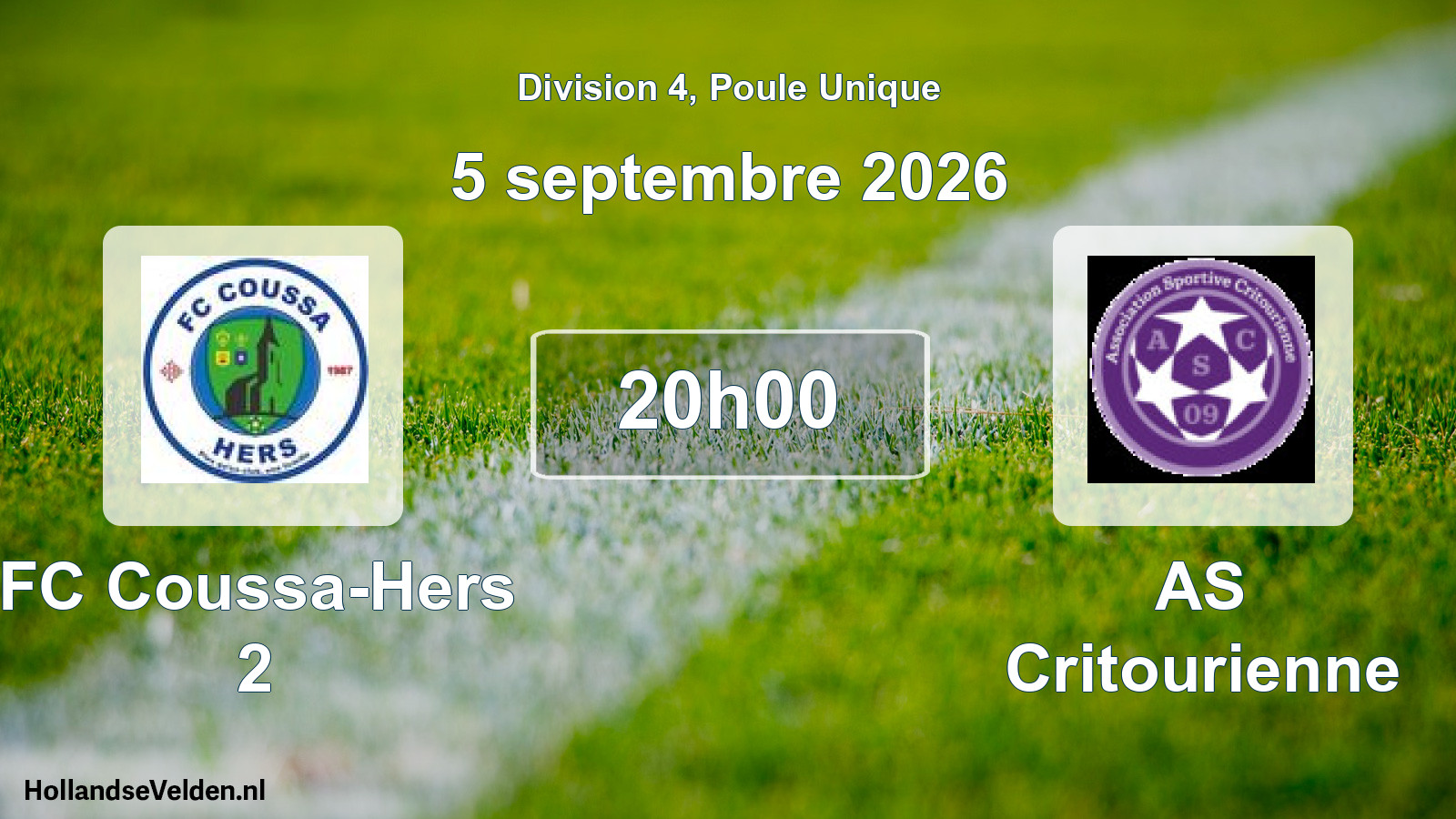 Match programmé: FC Coussa-Hers 2 - AS Critourienne (5 septembre 2026)