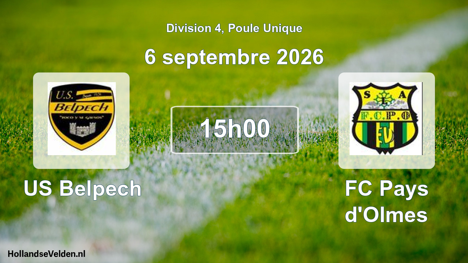 Match programmé: US Belpech - FC Pays d'Olmes (6 septembre 2026)