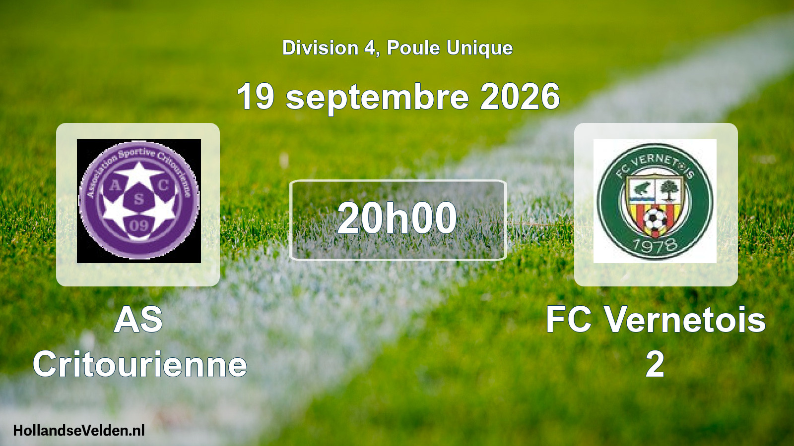 Match programmé: AS Critourienne - FC Vernetois 2 (19 septembre 2026)