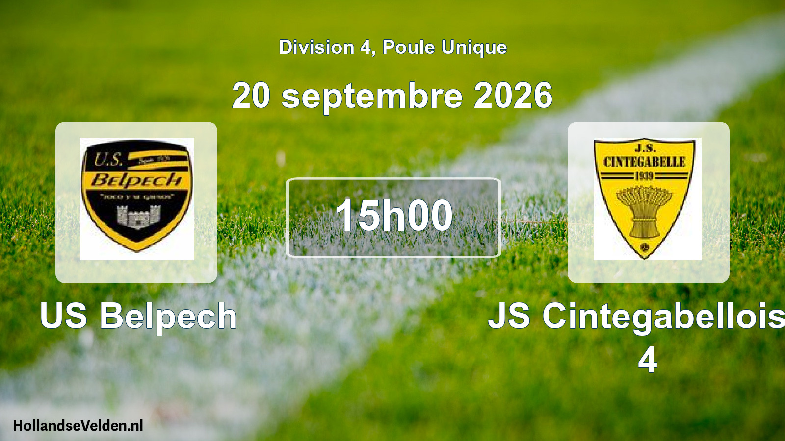 Match programmé: US Belpech - JS Cintegabelloise 4 (20 septembre 2026)