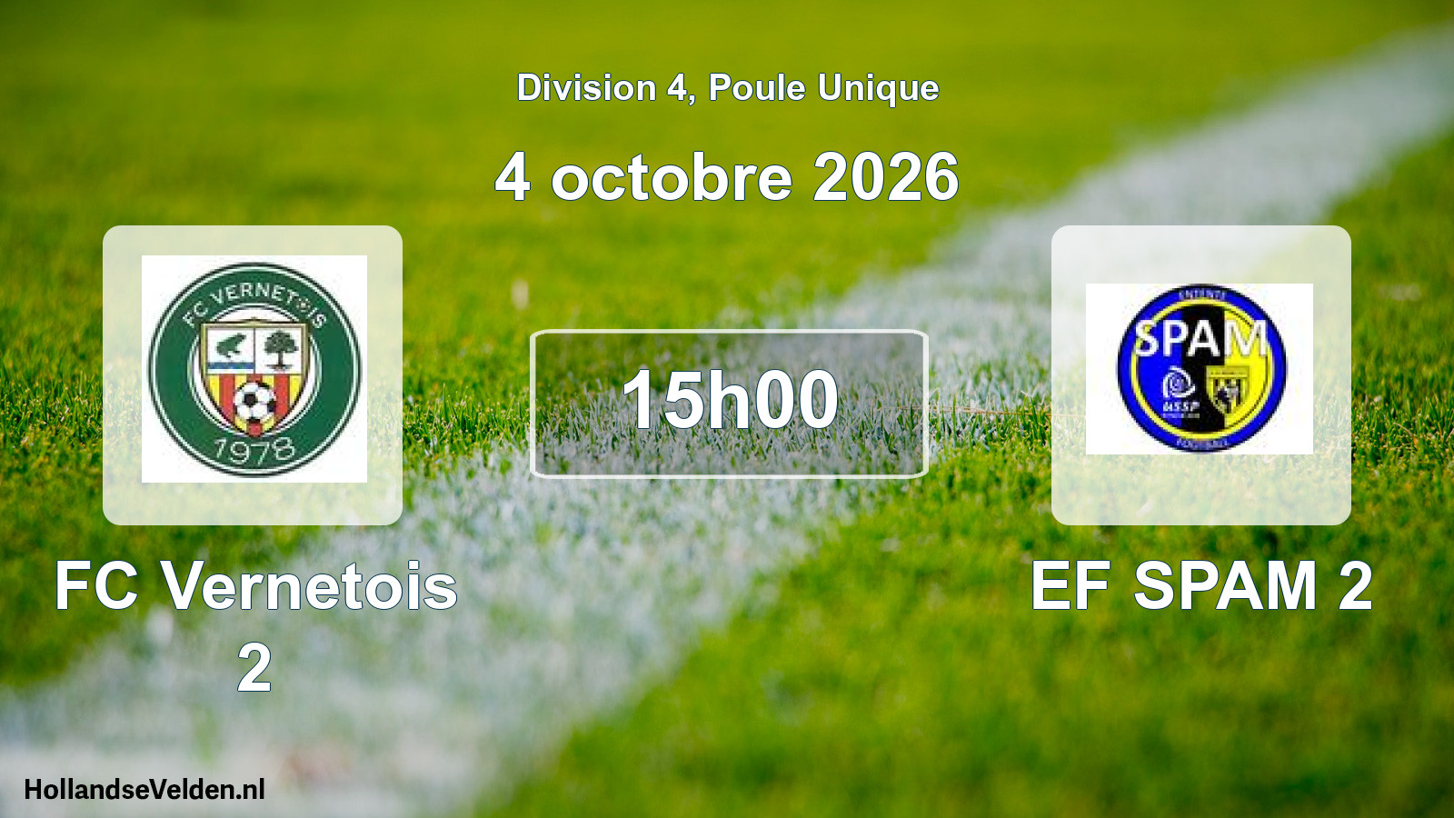 Match programmé: FC Vernetois 2 - EF SPAM 2 (4 octobre 2026)