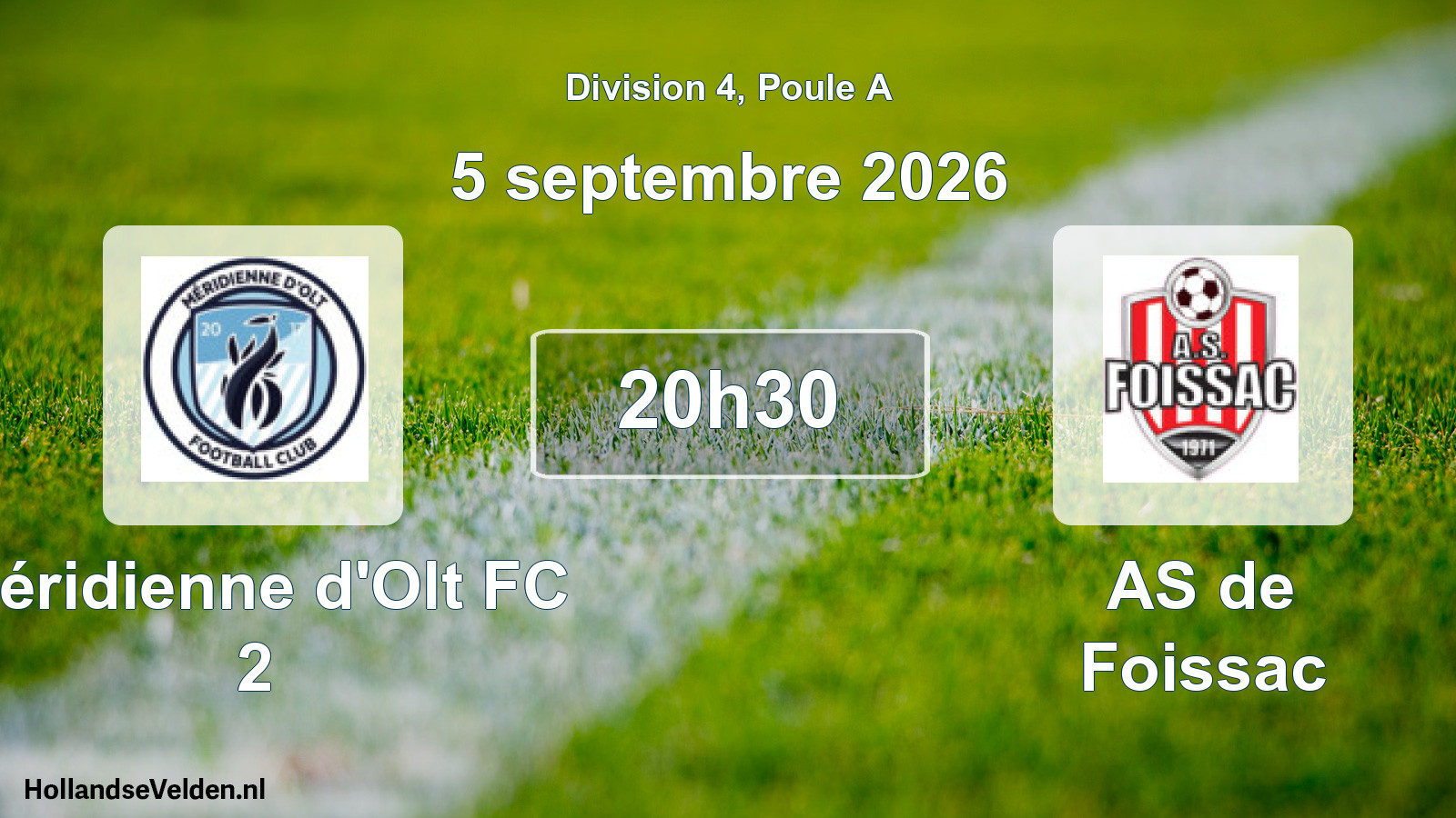 Match programmé: Méridienne d'Olt FC 2 - AS de Foissac (5 septembre 2026)