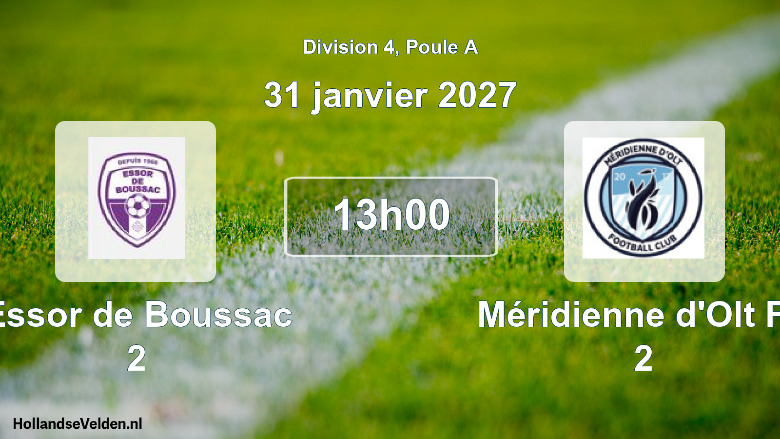 Scheduled Match: Essor de Boussac 2 - Méridienne d'Olt FC 2 (31 January 2027)