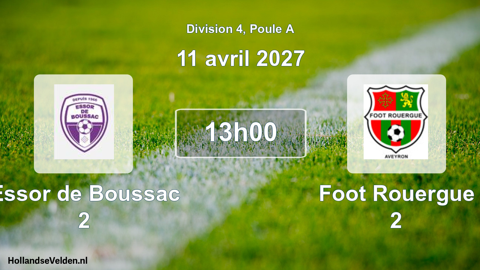 Geplande wedstrijd: Essor de Boussac 2 - Foot Rouergue 2 (11 april 2027)