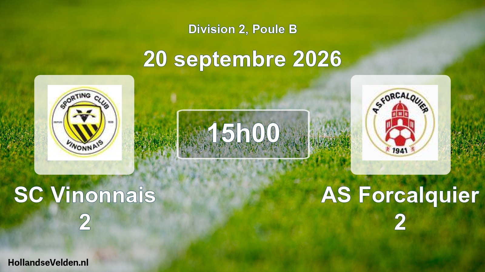 Match programmé: SC Vinonnais 2 - AS Forcalquier 2 (20 septembre 2026)