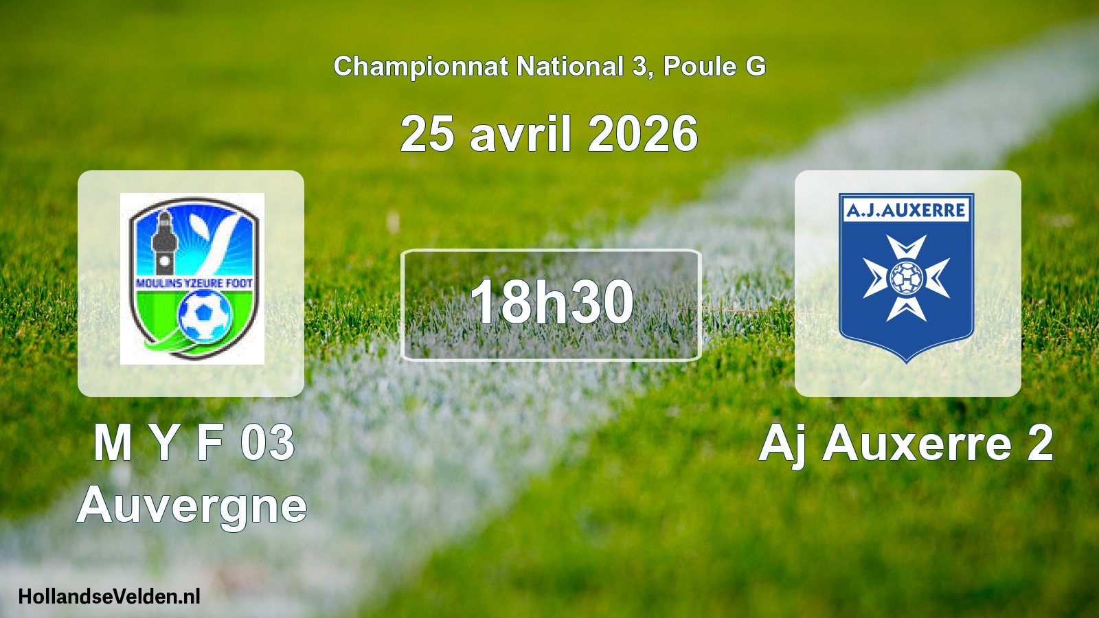 Geplande wedstrijd: M Y F 03 Auvergne - Aj Auxerre 2 (25 april 2026)