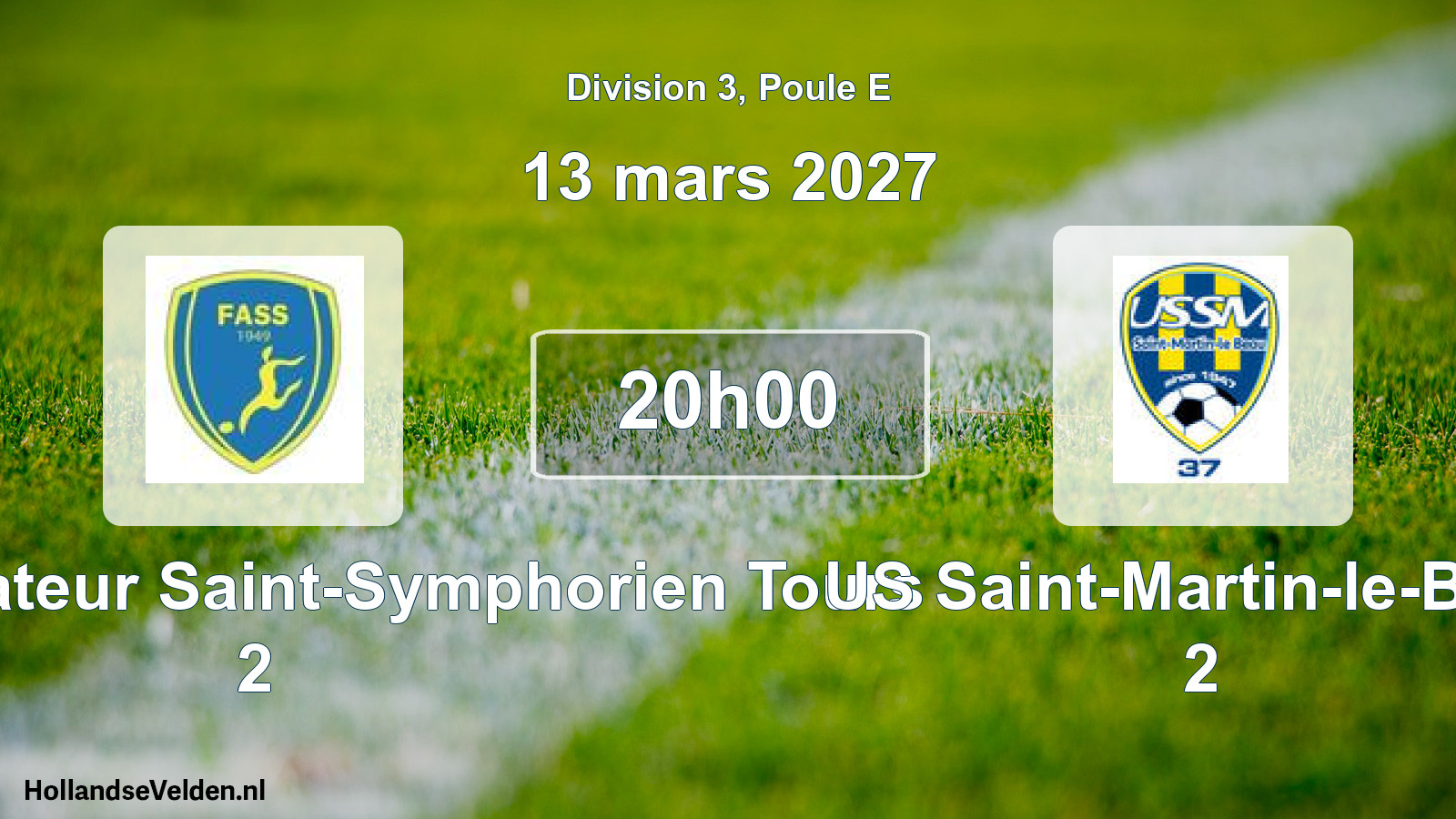 Match programmé: Football Amateur Saint-Symphorien Tours 2 - US Saint-Martin-le-Beau 2 (13 mars 2027)