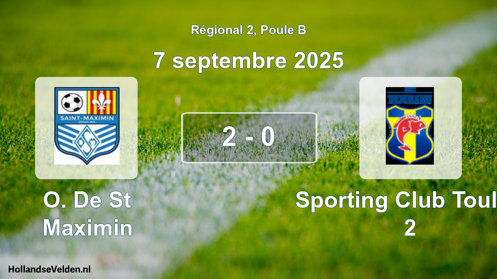 Gespeelde wedstrijd: O. De St Maximin - Sporting Club Toulon 2 2 - 0 (7 septembre 2025)