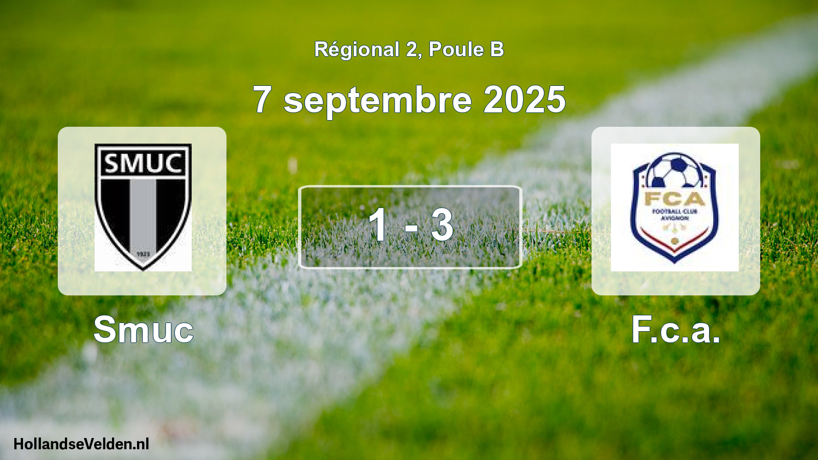 Gespeelde wedstrijd: Smuc - F.c.a. 1 - 3 (7 september 2025)