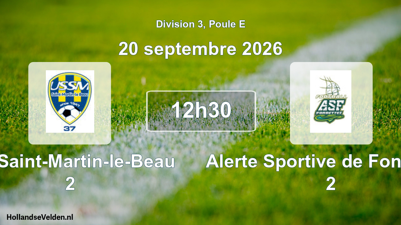 Match programmé: US Saint-Martin-le-Beau 2 - Alerte Sportive de Fondettes 2 (20 septembre 2026)